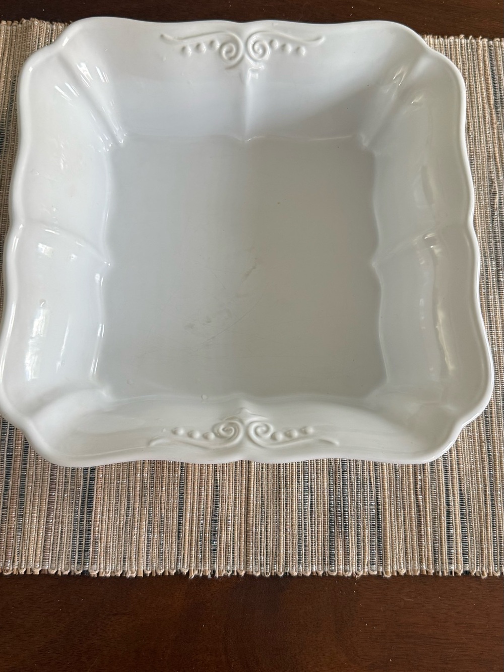 White Scalloped Ceramic Serving Bowl